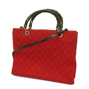 Gucci Bamboo 2WAY Bag 002 1016 Women's GG Canvas Tote Bag Red Color