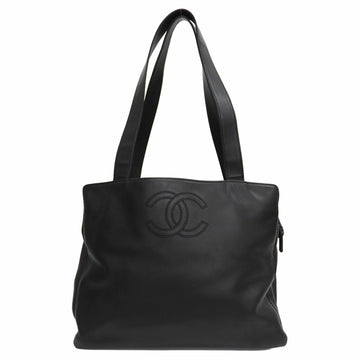 CHANEL lambskin shoulder tote bag black ladies 3 air chambers