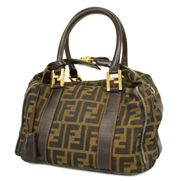 FENDIAuth  Zucca Handbag Women's Nylon Canvas Handbag Brown
