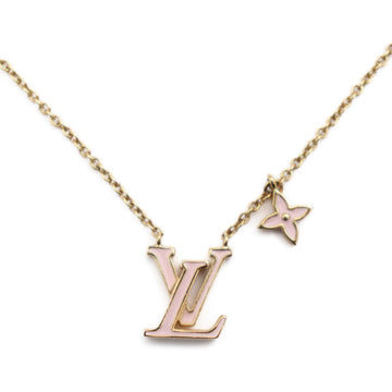 LOUIS VUITTON LV Iconic Enamel Necklace M01215 Metal Gold Pink Pendant Vuitton
