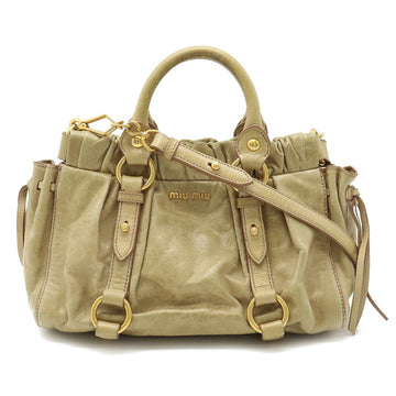 MIU MIU Miu Handbag Shoulder Bag Leather Beige