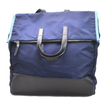 Prada rucksack backpack tote bag triangle logo plate navy nylon x leather ladies' men's 2VZ009