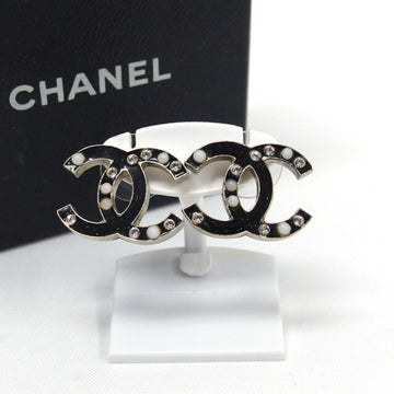 CHANEL Coco Mark Earrings 07A Rhinestone Black