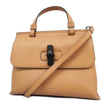 GUCCIAuth  Bamboo 2way Bag 370831 Women's Leather Beige