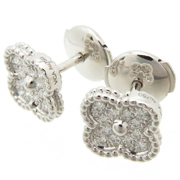 VAN CLEEF & ARPELS Pure Alhambra Diamond Earrings Women's 750 White Gold