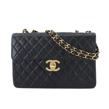 CHANEL Decamate Matelasse 34 Chain Shoulder Bag Leather Navy A01094 Gold Hardware Vintage