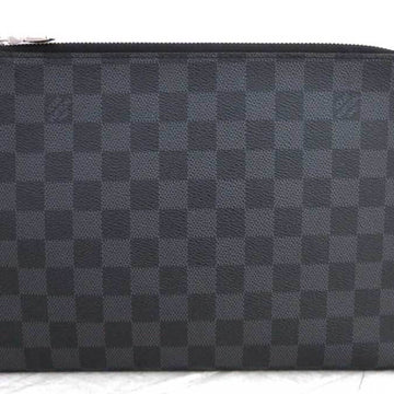 LOUIS VUITTON Bag Damier Graphite Pochette Jules PM Dark Gray x Silver Hardware Canvas Clutch Second Men's N60113