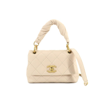 CHANEL matelasse 2way hand chain shoulder bag leather beige Matelasse Bag