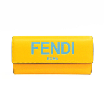 FENDI ROMA Logo Embossed 8M0251 Women's Leather Long Wallet [bi-fold] Yellow