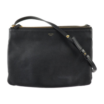 CELINE Tri Large Shoulder Bag 171453 Leather Black