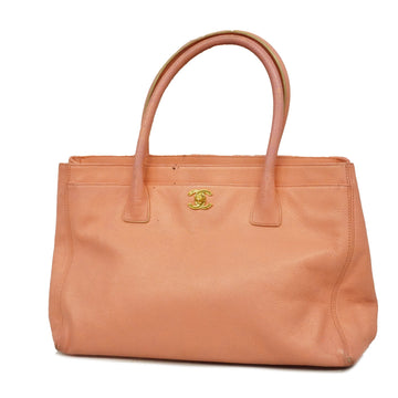 Chanel tote bag executive tote leather pink gold metal
