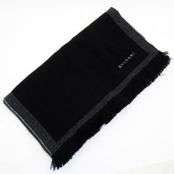 BVLGARI muffler black x gray 75% wool 25% cashmere