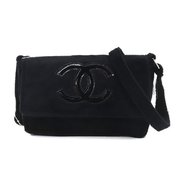 CHANEL Precision here mark shoulder bag pile black silver metal fittings Shoulder Bag