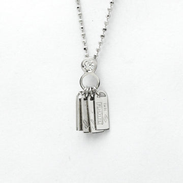 GUCCI Logo Diamond Necklace White Gold [18K] Diamond Men,Women Fashion Pendant Necklace [Silver]