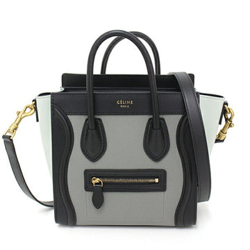 Celine Luggage Nano Shopper Black / Green Calfskin Shoulder Bag 168243 Handbag Mini