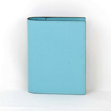 HERMES Agenda Cover T Engraved Notepad Notebook Leather Blue Ladies