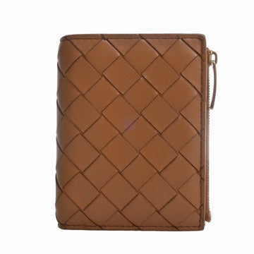 BOTTEGA VENETA Intrecciato Leather Bifold Wallet Brown Women's