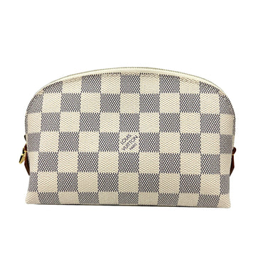 LOUIS VUITTON Pochette Cosmetic Damier Azur Pouch PVC N60024 SR2260 Makeup Women's Men's