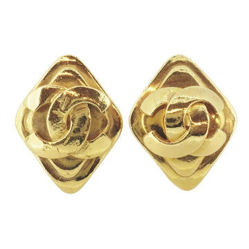 CHANEL earrings vintage here mark diamond shape GP plated gold 95A