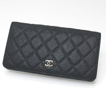 Chanel long wallet A31509 17s with seal Soft caviar ladies black