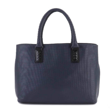 BOTTEGA VENETA Intrecciato Marco Polo Tote Bag PVC Leather Navy Black 222498