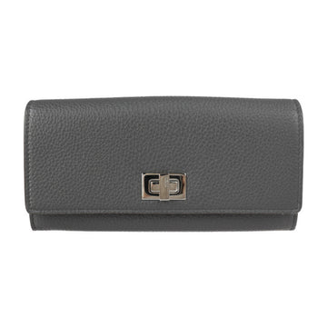 FENDI Continental wallet Peekaboo long 8M0427 calf leather gray system silver metal fittings turn lock