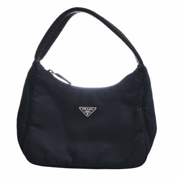 PRADA Nylon Triangle Logo Handbag Black Ladies