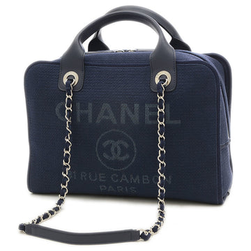 CHANEL Deauville 2Way Bag Canvas Navy A92750