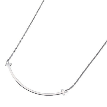 TIFFANY&Co. Necklace Women's Pendant 750WG T Smile Small White Gold 60011677 Polished