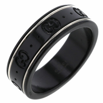 Gucci Ring Icon Width Approx. 7mm K18 White Gold Black Synthetic Corundum No. 21 Men's GUCCI