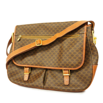 CELINE shoulder bag macadam brown gold hardware ladies