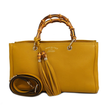 GUCCIAuth  Bamboo 2way Bag 323660 Women's Leather Yellow