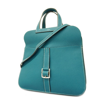 HERMESAuth  2WAY Bag Alzan 31 D Stamp Taurillon Clemence Leather Blue Paon