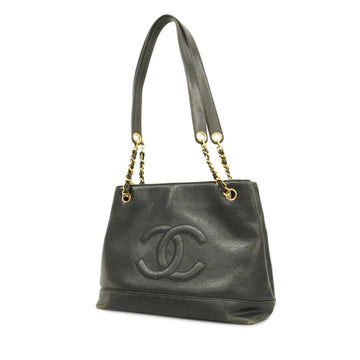 CHANEL Shoulder Bag Chain Caviar Skin Black Ladies