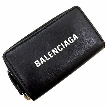 Balenciaga Coin Case Everyday 516373 DLQ4N 1000 NERO Black White Leather BALENCIAGA Women's Men's Purse