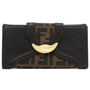 FENDI Zucca Pattern Round Wallet Women's Long Canvas Brown