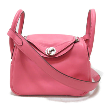 HERMES Mini Lindy Shoulder Bag Pink Rose lipstick Vaux Swift leather leather