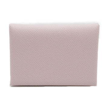 HERMES Calvi Duo Card Case Pink mauve pail Epsom leather