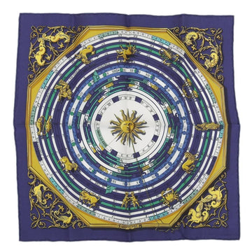 HERMES Carre 40 DIES ET HORE Astrology Sun Scarf Silk Navy