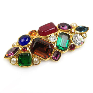 CHANEL Brooch Gripore GP/Glass Stone Gold x Multicolor Ladies 99564i