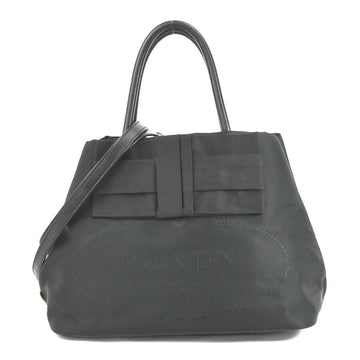PRADA handbag diagonal shoulder bag nylon black ladies