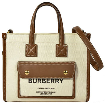 Burberry entering handbag shoulder bag canvas leather two-tone brown beige 8044143