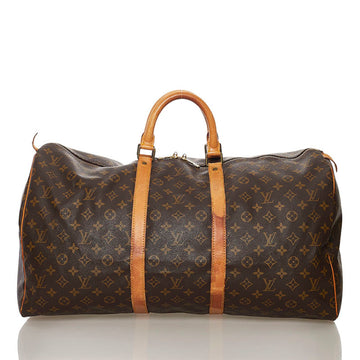 Louis Vuitton Monogram Keepall 55 Boston Bag M41424 Brown PVC Leather Ladies LOUIS VUITTON