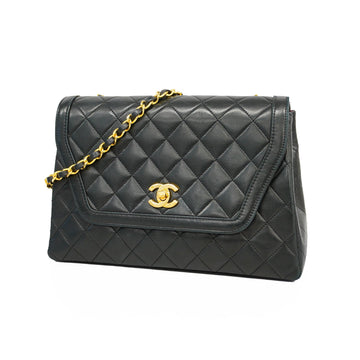 Chanel Shoulder Bag Matelasse Single Chain Lambskin Black Gold metal