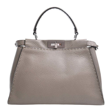 FENDI Leather Peekaboo Handbag 8BN290 Beige Ladies