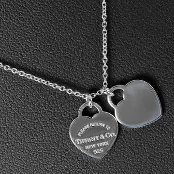 TIFFANY&Co. Return Toe Double Mini Heart Tag Necklace Silver 925