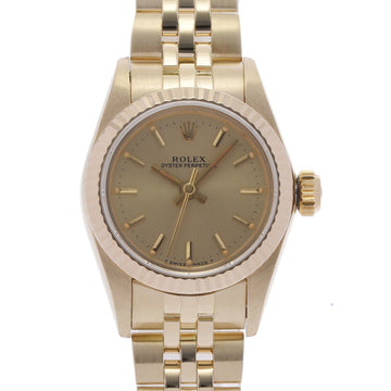 ROLEX Oyster Perpetual 67198 Ladies 14KYG Watch Automatic Winding Champagne Dial