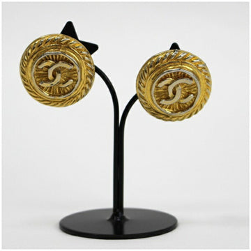 CHANEL earrings gold color coco mark round  ladies clip type