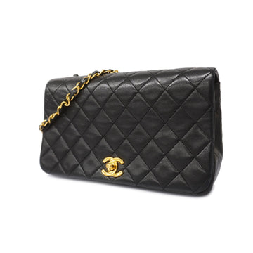 Chanel Matelasse Single Chain Women's Leather Shoulder Bag Black