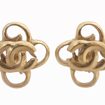 CHANEL earrings here mark gold metal material ladies